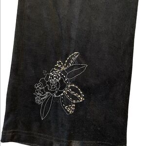 Vintage Silver embroidered black Velour Drawstring Pants Size Small NWT